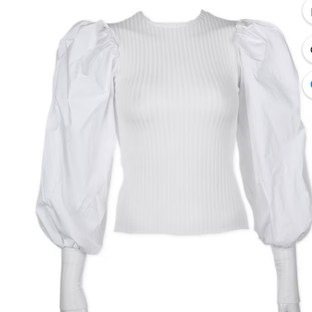 Design History Cream Ribbed Knit Vest with White Blouse Sleeve Detail